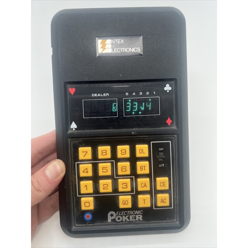 Large Electronic Poker 1979  Entex Electronic handheld video game Vintage Works!